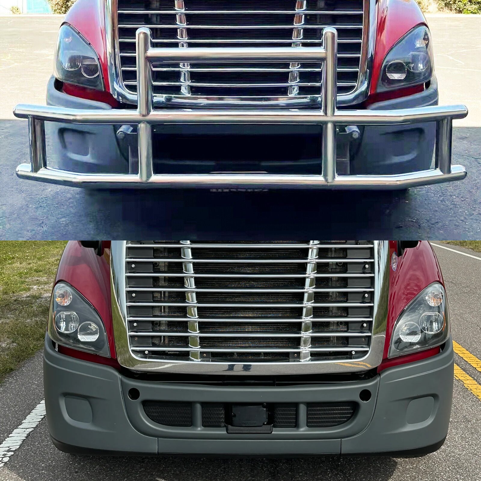 Front Bumper Deer Guard For Freightliner Cascadia 2008 2017 With Bracket G04018 Silver Stainless Steel