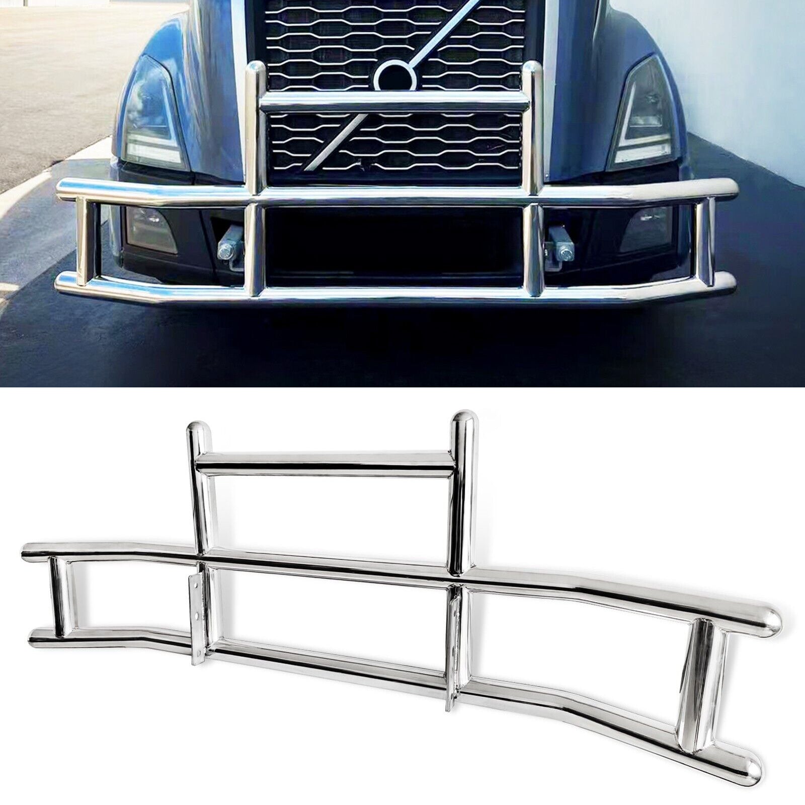 Front Bumper Deer Guard For Volvo Vn Vnl 2018 2022 With Bracket G04018 Silver Stainless Steel