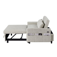 55.1" Pull Out Sleep Sofa Bed Loveseats Sofa Couch With Adjsutable Backrest, Storage Pockets, 2 Soft Pillows, Usb Ports For Living Room, Bedroom, Apartment, Office, Beige Old Sku: Wf315689Aaa Beige