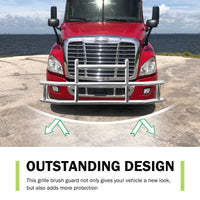 Front Bumper Deer Guard For Freightliner Cascadia 2008 2017 With Bracket G04018 Silver Stainless Steel