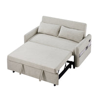 55.1" Pull Out Sleep Sofa Bed Loveseats Sofa Couch With Adjsutable Backrest, Storage Pockets, 2 Soft Pillows, Usb Ports For Living Room, Bedroom, Apartment, Office, Beige Old Sku: Wf315689Aaa Beige