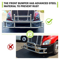 Front Bumper Deer Guard For Freightliner Cascadia 2008 2017 With Bracket G04018 Silver Stainless Steel