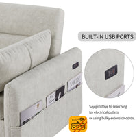 55.1" Pull Out Sleep Sofa Bed Loveseats Sofa Couch With Adjsutable Backrest, Storage Pockets, 2 Soft Pillows, Usb Ports For Living Room, Bedroom, Apartment, Office, Beige Old Sku: Wf315689Aaa Beige