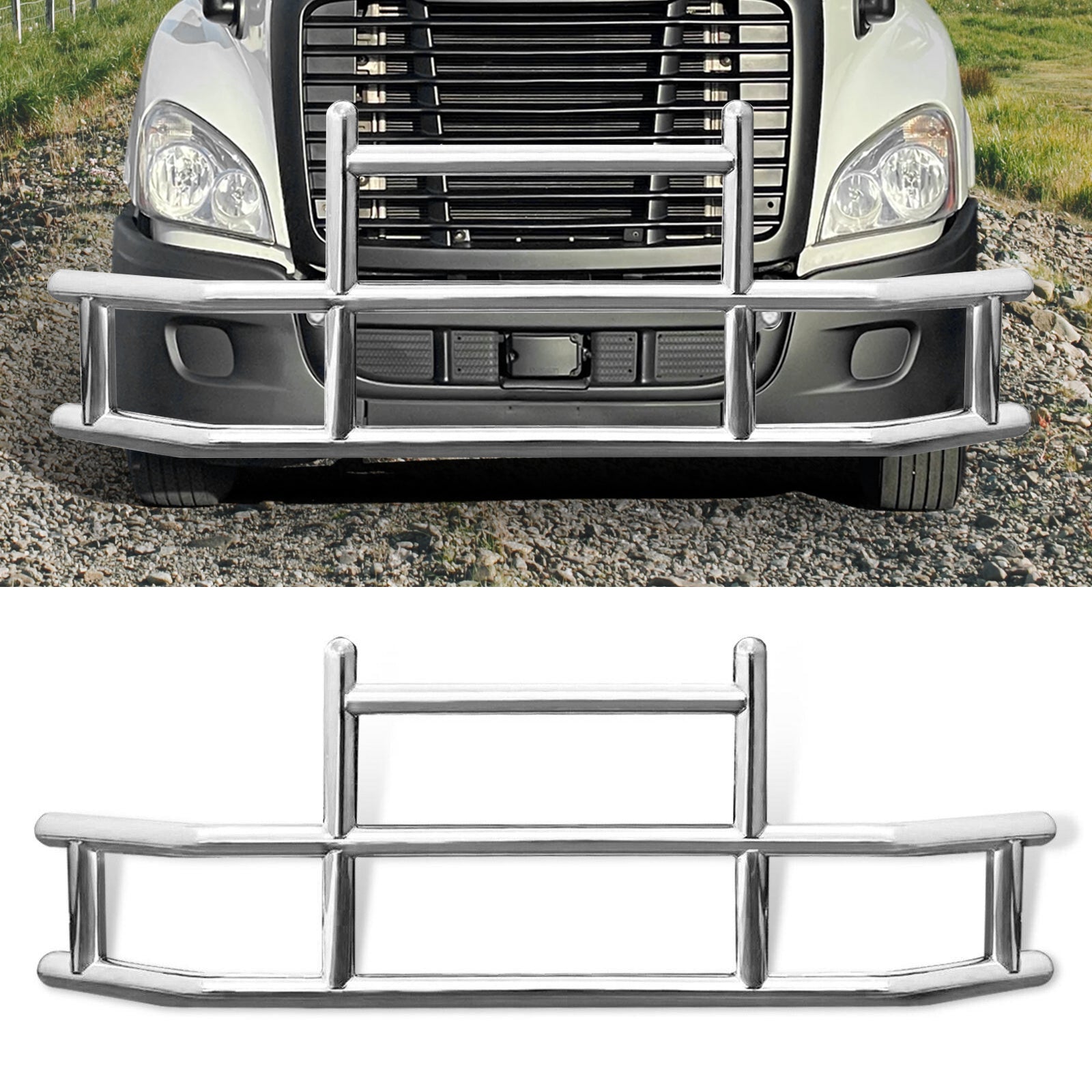 Front Bumper Deer Guard For Freightliner Cascadia 2008 2017 With Bracket G04018 Silver Stainless Steel