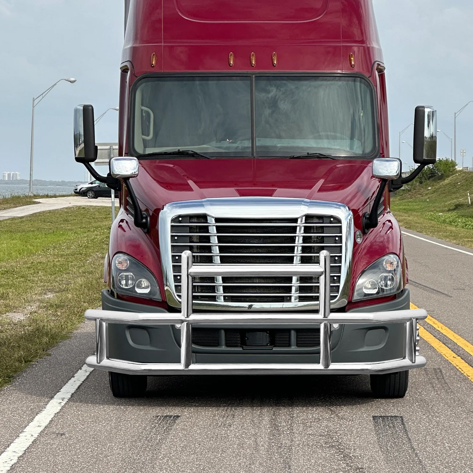 Front Bumper Deer Guard For Freightliner Cascadia 2008 2017 With Bracket G04018 Silver Stainless Steel