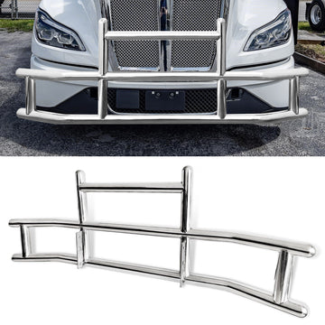 Front Bumper Deer Guard For Kenworth T660 T680 2022 With Bracket G04018 Silver Stainless Steel