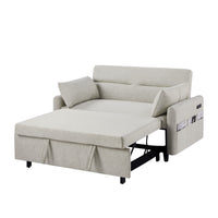 55.1" Pull Out Sleep Sofa Bed Loveseats Sofa Couch With Adjsutable Backrest, Storage Pockets, 2 Soft Pillows, Usb Ports For Living Room, Bedroom, Apartment, Office, Beige Old Sku: Wf315689Aaa Beige