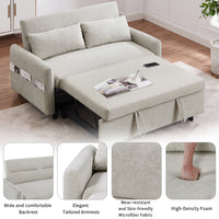 55.1" Pull Out Sleep Sofa Bed Loveseats Sofa Couch With Adjsutable Backrest, Storage Pockets, 2 Soft Pillows, Usb Ports For Living Room, Bedroom, Apartment, Office, Beige Old Sku: Wf315689Aaa Beige