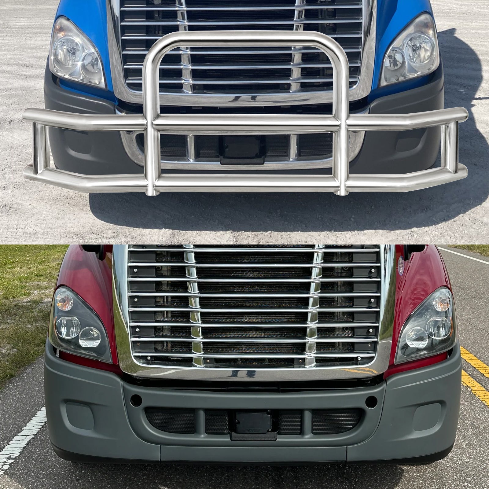 Front Bumper Deer Guard For Freightliner Cascadia 2008 2017 With Bracket G04020 Silver Stainless Steel