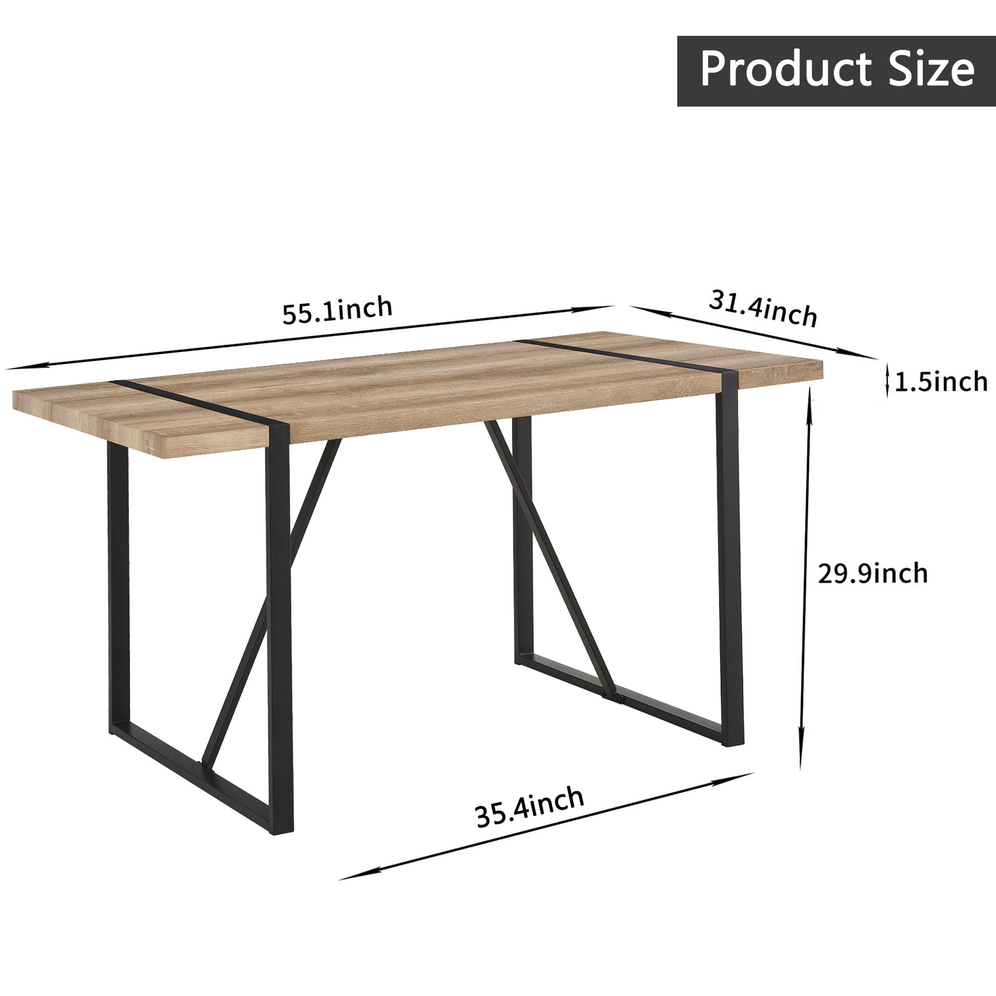 55" Mdf Wood Colour Dining Table And Modern Dining Chair Set Of 4, Mid Century Wooden Kitchen Table Set, Metal Base & Legs, Dining Room Table And Suede Chairs Natural Grey Kitchen Mid Century Modern