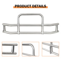 Front Bumper Deer Guard For Kenworth T660 T680 2008 2021 With Bracket Silver Stainless Steel