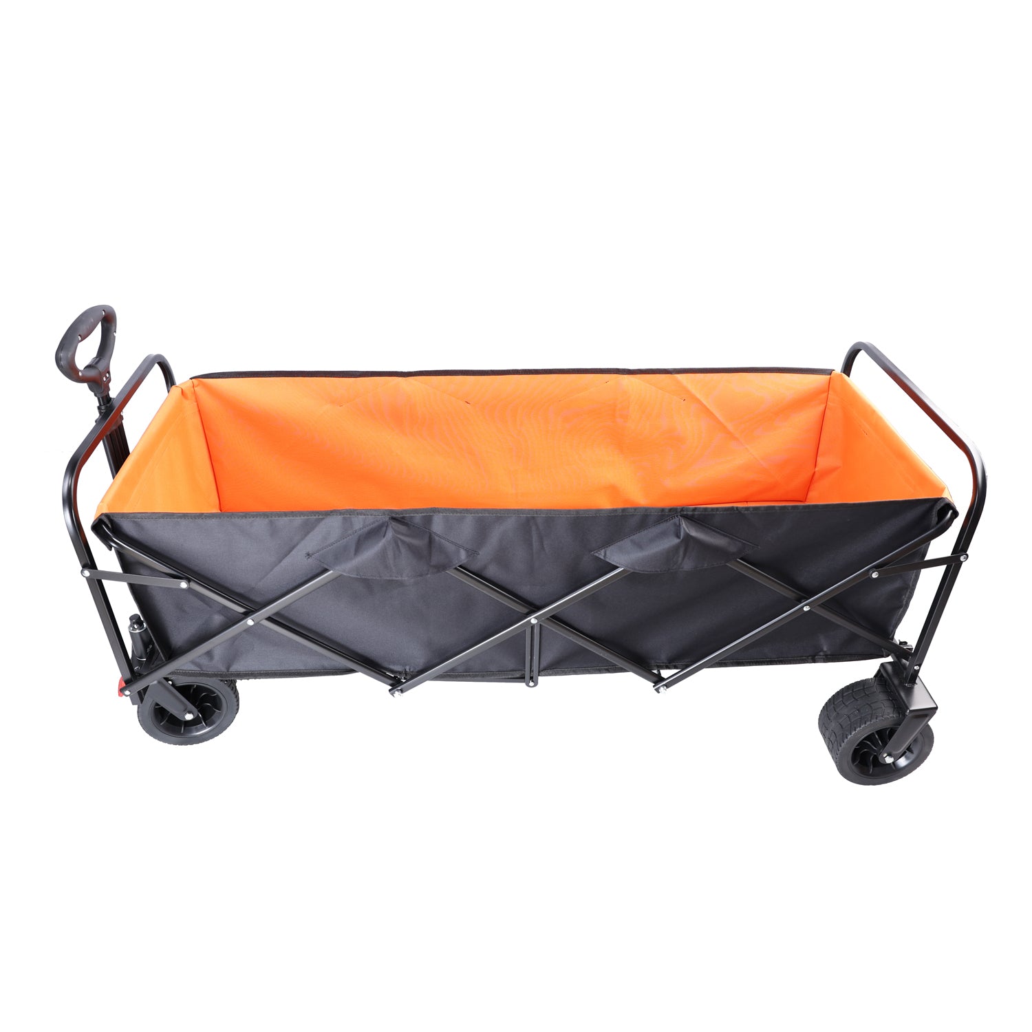 Big Large Capacity Folding Cart Extra Long Extender Wagon Cart Folding Wagon Garden Shopping Beach Cart Black Orange Black Steel