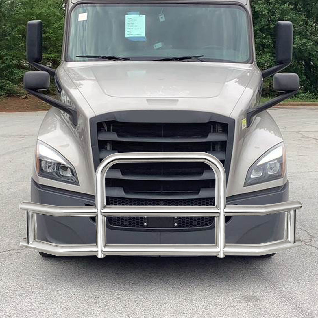 Front Bumper Deer Guard For Freightliner Cascadia 2018 2022 With Bracket G04020 Silver Stainless Steel