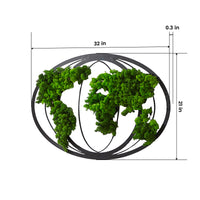 Moss World Map Metal Wall Decor Green Iron