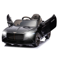 12V Battery Powered Ride On Car For Kids, Licensed Bentley Bacalar, Remote Control Toy Vehicle With Music Player, Led Light, 2 Driving Modes Black Polypropylene