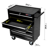 5 Drawers Multifunctional Tool Cart With Wheels Black Black Metal
