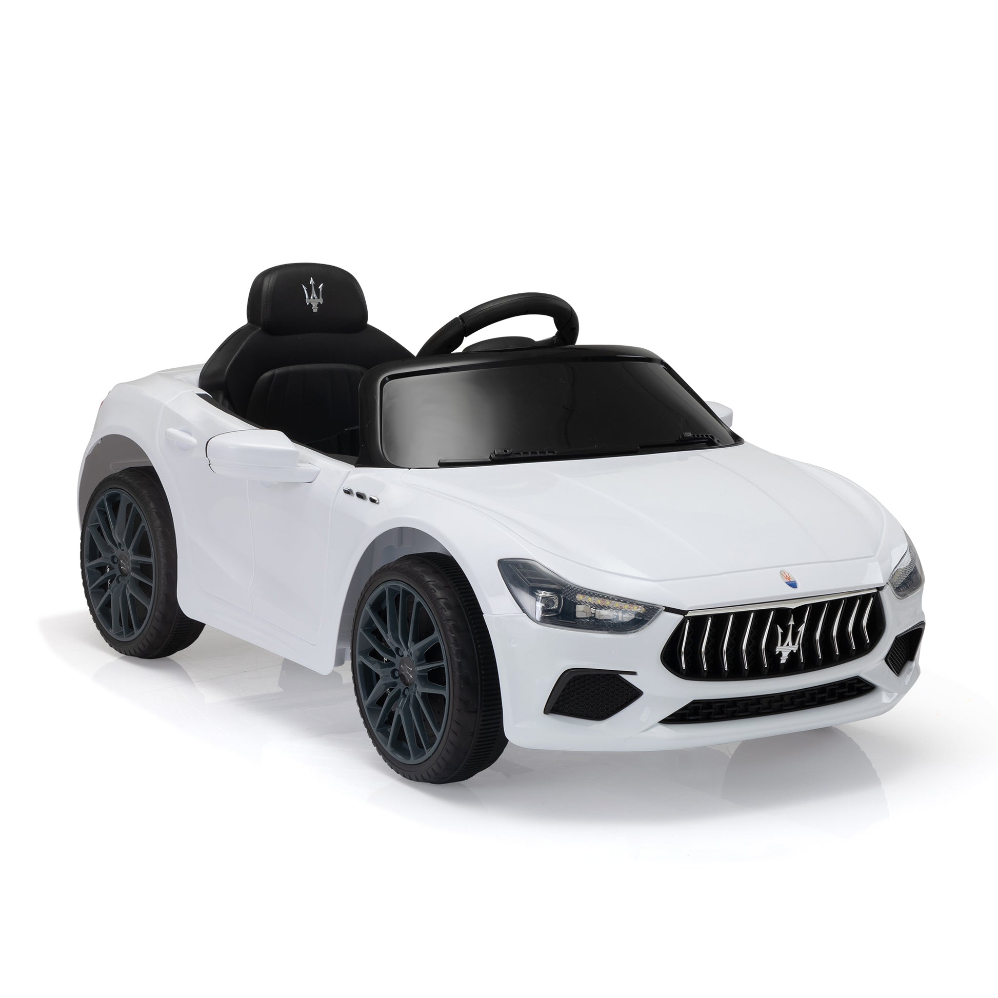 Maserati Ghibli Licensed 12V Kids Ride On Car With Remote Control, Music And Lights,White White Polypropylene