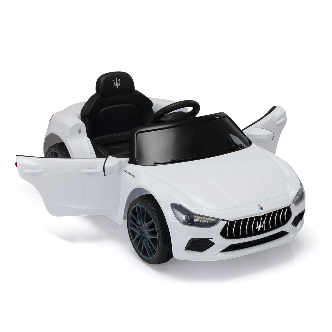 Maserati Ghibli Licensed 12V Kids Ride On Car With Remote Control, Music And Lights,White White Polypropylene