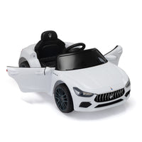 Maserati Ghibli Licensed 12V Kids Ride On Car With Remote Control, Music And Lights,White White Polypropylene