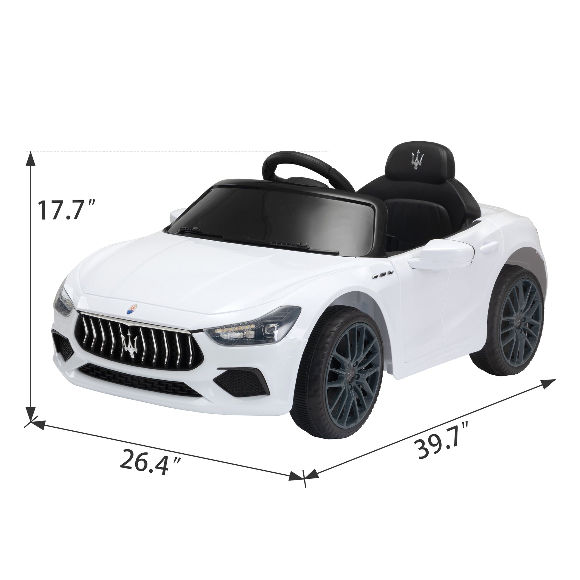 Maserati Ghibli Licensed 12V Kids Ride On Car With Remote Control, Music And Lights,White White Polypropylene
