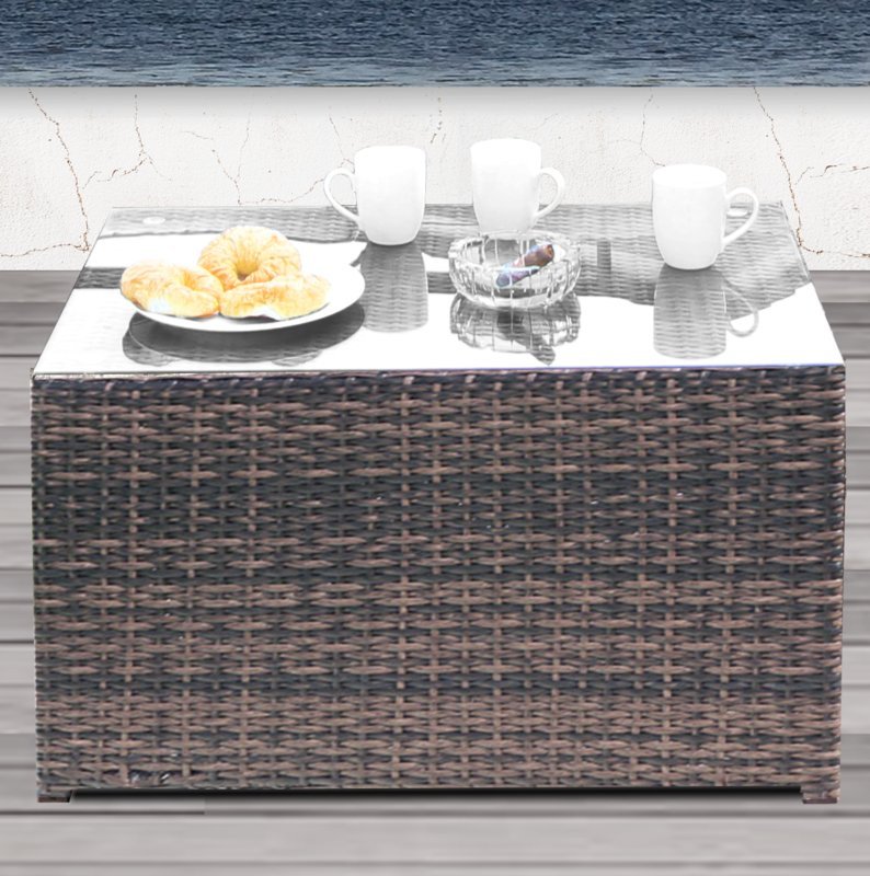 Fully Assembled Coffee Table Brown Brown Modern Wicker