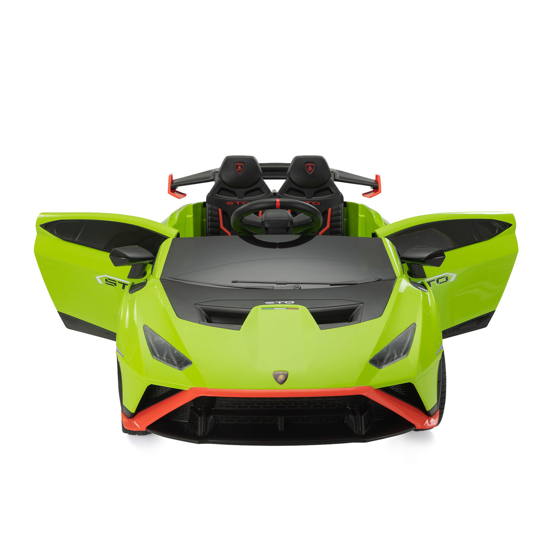 12V Battery Powered Ride On Car For Kids, Licensed Lamborghini, Remote Control Toy Vehicle With Music Player, Led Light, 2 Driving Modes Green Polypropylene