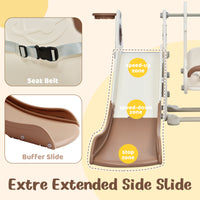 4 In 1 Toddler Slide And Swing Set, Kids Playground Climber Slide Playset With Basketball Hoop,Freestanding Combination For Babies Coffee 50 99 Lbs Hdpe