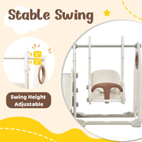 4 In 1 Toddler Slide And Swing Set, Kids Playground Climber Slide Playset With Basketball Hoop,Freestanding Combination For Babies Coffee 50 99 Lbs Hdpe