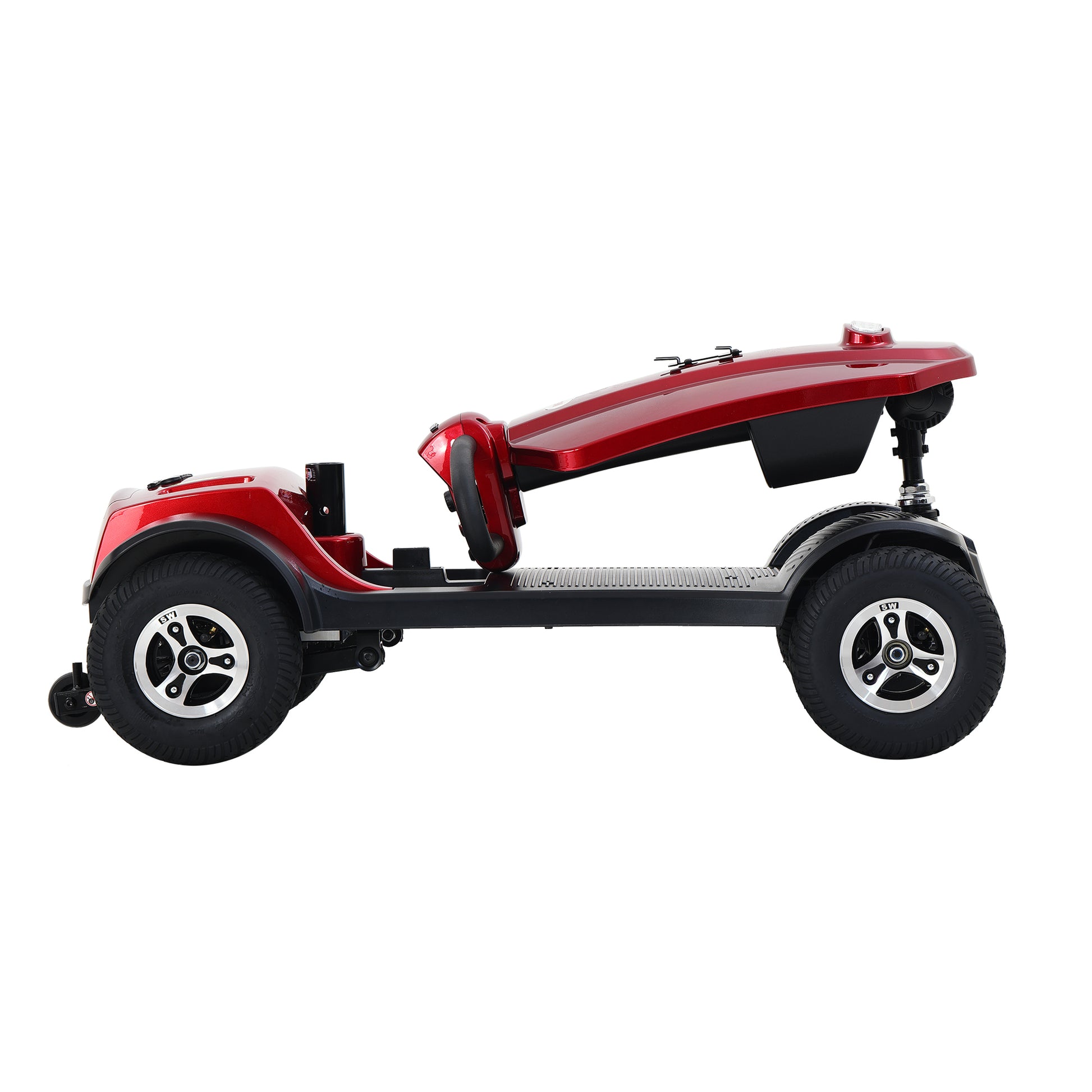 Max Plus Red 4 Wheels Outdoor Compact Mobility Scooter With 2Pcs*20Ah Lead Acid Battery, 16 Miles, Cup Holders & Usb Charger Port Red Metal