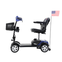 Max Sport Blue 4 Wheels Outdoor Compact Mobility Scooter With 2 In 1 Cup & Phone Holder Blue Metal