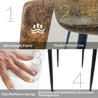 Mdf Wood Colour Dining Table And Modern Dining Chairs Set Of 4, Mid Century Wooden Kitchen Table Set, Metal Base & Legs, Dining Room Table And Suede Chairs Natural Wood Brown Kitchen Mid Century