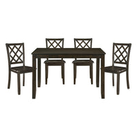 Classic Transitional 5Pc Dining Set Dining Table And Four Side Chairs Set Charcoal Finish Lattice Back Chairs Wooden Dining Furniture Set Wood Wood Charcoal Seats 4 Wood Dining Room 48 Inches Casual,Classic,Transitional 4 Leg Rectangular Dining Table