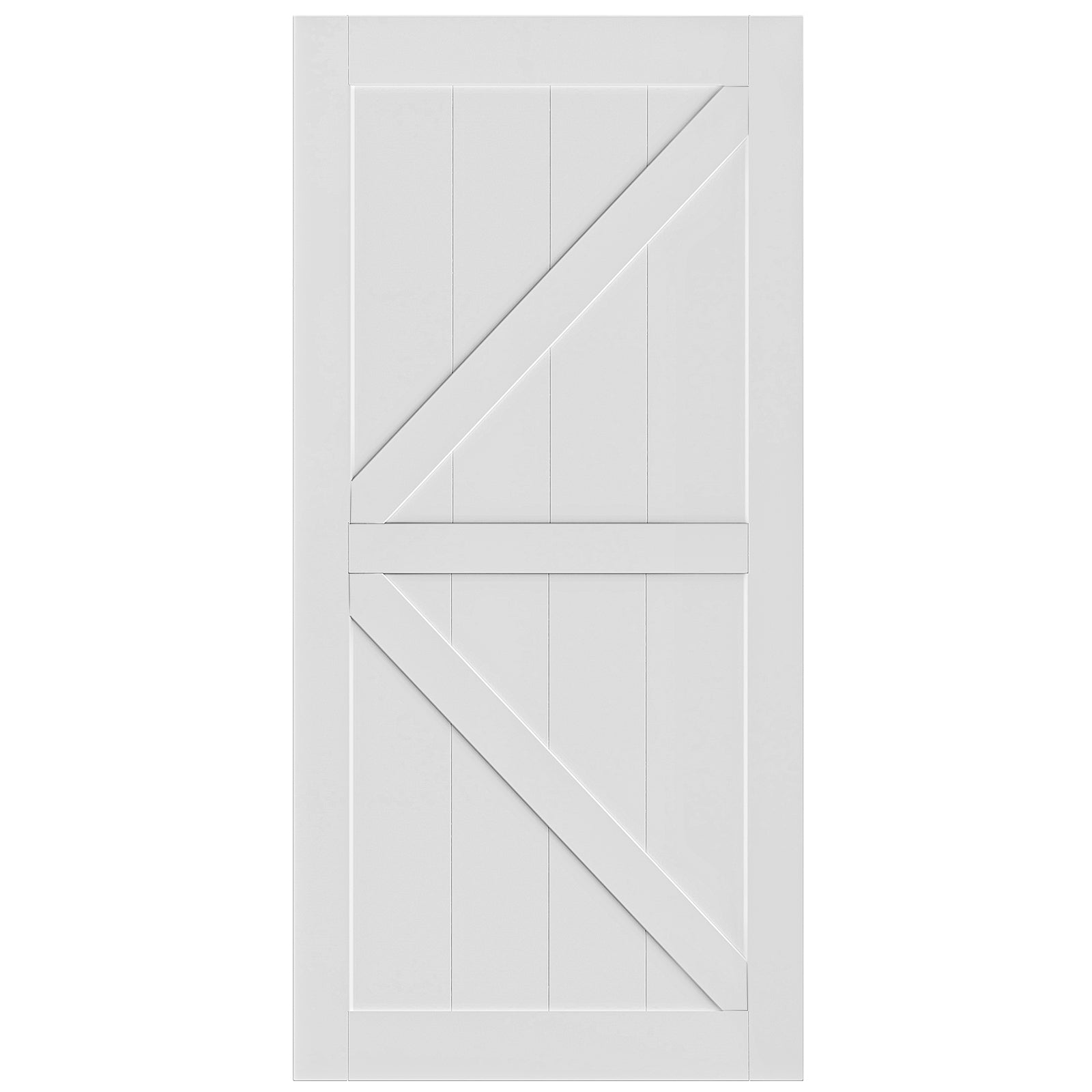 24" X 84" "K" Style Real Primed Door Slab 6.6Ft Barn Door Sliding Hardware Adjustable Floor Guider Pull Handle, Diy Unfinished Paneled Door, Modern Interior Barn Door, Moisture Proof White Mdf