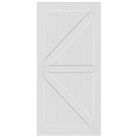 24" X 84" "K" Style Real Primed Door Slab 6.6Ft Barn Door Sliding Hardware Adjustable Floor Guider Pull Handle, Diy Unfinished Paneled Door, Modern Interior Barn Door, Moisture Proof White Mdf