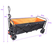 Big Large Capacity Folding Cart Extra Long Extender Wagon Cart Folding Wagon Garden Shopping Beach Cart Black Orange Black Steel