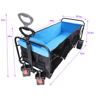 Big Large Capacity Folding Cart Extra Long Extender Wagon Cart Folding Wagon Garden Shopping Beach Cart Black Blue Black Garden & Outdoor Steel