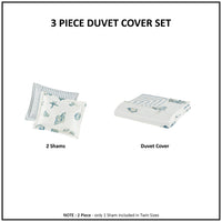 3 Piece Duvet Cover Set Blue Cotton