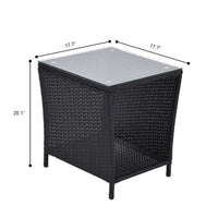 Outdoor Side Coffee Table With Storage Shelf,All Weather Pe Rattan And Steel Frame,Patio Furniture Square,Bistro Table For Garden Porch,Backyard Pool Indoor Black Black Weather Resistant Frame Garden & Outdoor Rattan Metal