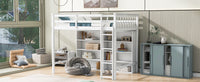 Twin Size Loft Bed With 8 Open Storage Shelves And Built In Ladder, White White Solid Wood Mdf