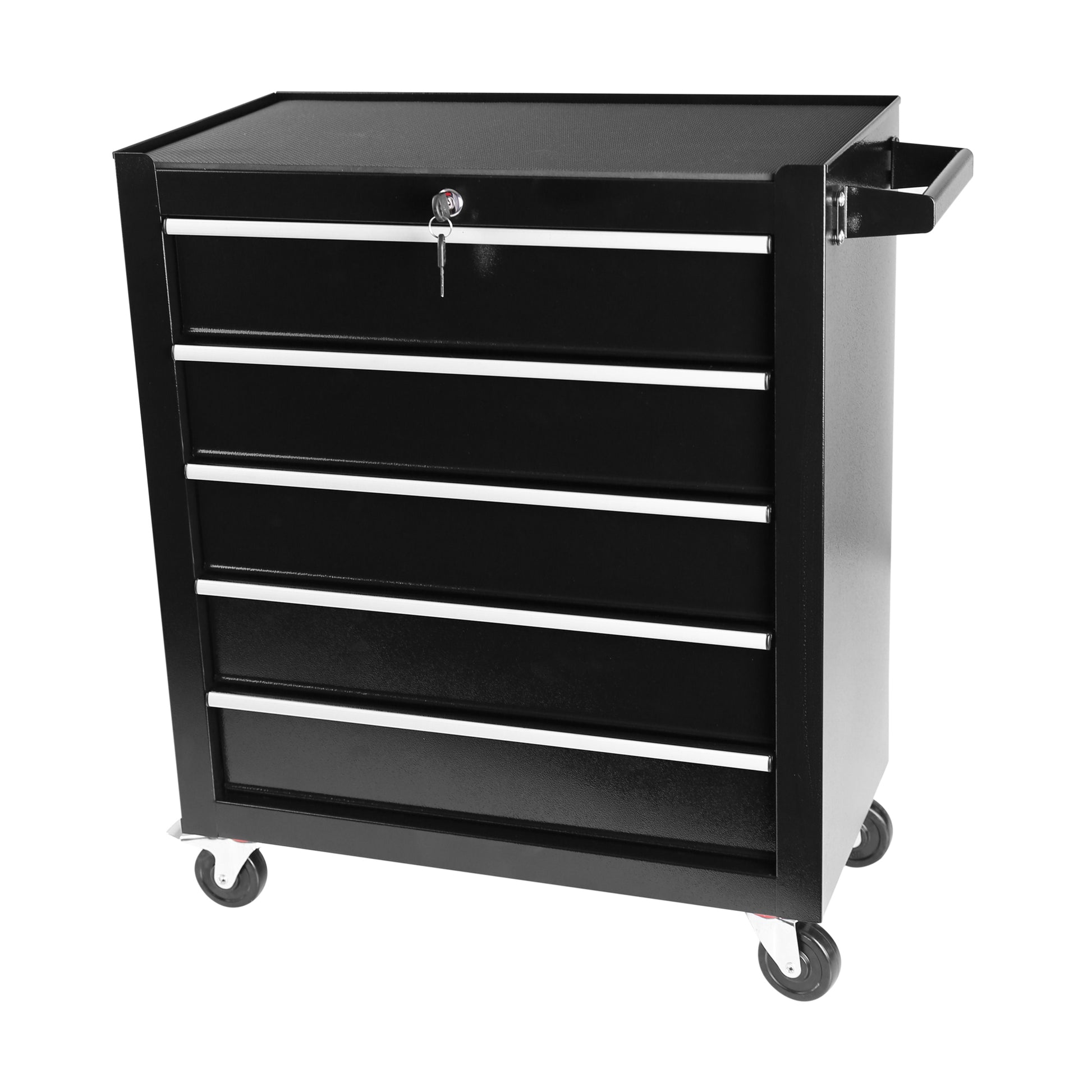 5 Drawers Rolling Tool Chest Cabinet With Wheels, Tool Storage Cabinet And Tool Box Organizer For Garage Warehouse Workshop, Black Black Steel