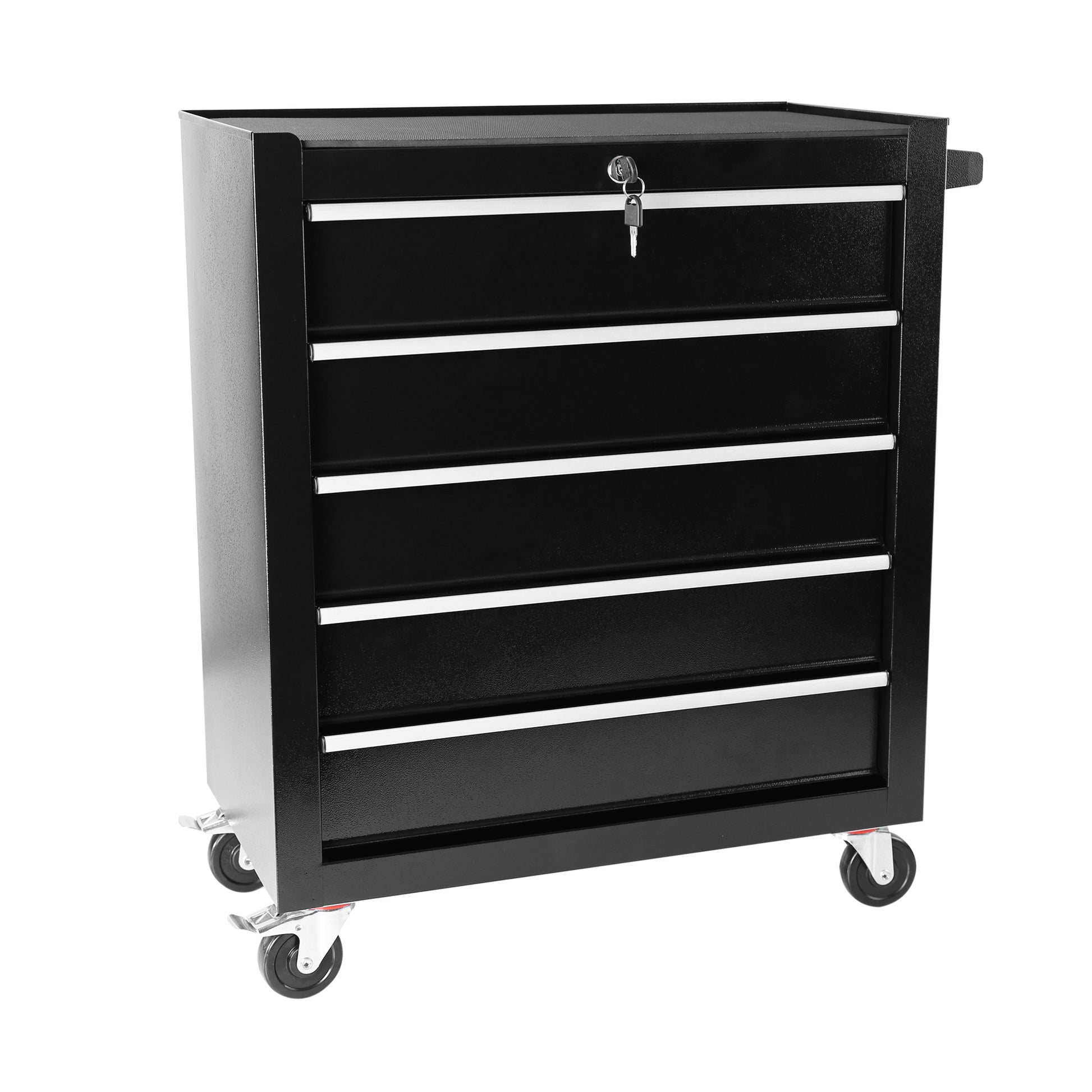 5 Drawers Rolling Tool Chest Cabinet With Wheels, Tool Storage Cabinet And Tool Box Organizer For Garage Warehouse Workshop, Black Black Steel