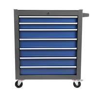 Rolling Tool Chest With 7 Drawer Tool Box With Wheels Multifunctional Tool Cart Mechanic Tool Storage Cabinet For Garage, Warehouse, Workshop, Repair Shop Blue Grey Steel
