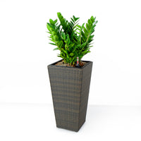 2 Pack Self Watering Planter Hand Woven Wicker Square Expresso Espresso Rattan Metal