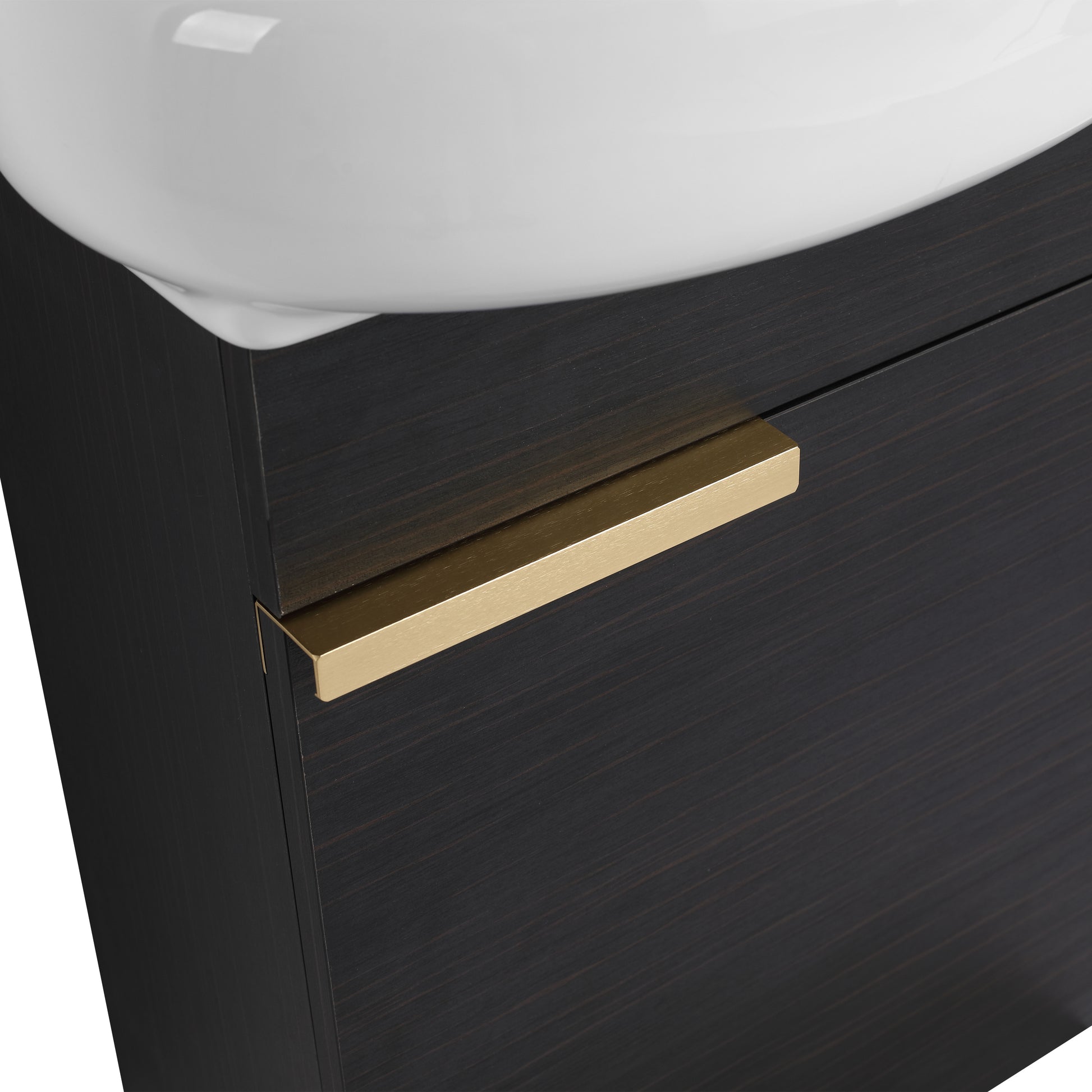 Soft Close Doors Bathroom Vanity With Sink,16 Inch For Small Bathroom Black Chestnut 1 Bathroom Wall Mounted Modern Plywood