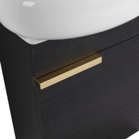 Soft Close Doors Bathroom Vanity With Sink,16 Inch For Small Bathroom Black Chestnut 1 Bathroom Wall Mounted Modern Plywood