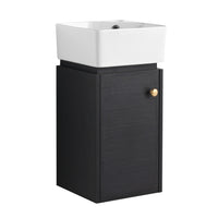 Bathroom Vanity With Sink 12 Inch For Small Bathroom, Bathroom Vanity With Soft Close Door,Small Bathroom Vanity With Sink, 12 Inch L X12Inch W X24.1Inch H Black Chestnut 1 Bathroom Wall Mounted Modern Plywood