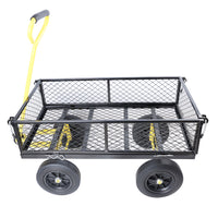 Black Yellow Solid Wheels Wagon Cart Solid Wheels Tools Cart Wagon Cart Garden Cart Trucks Make It Easier To Transport Firewood Black Metal