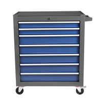 Rolling Tool Chest With 7 Drawer Tool Box With Wheels Multifunctional Tool Cart Mechanic Tool Storage Cabinet For Garage, Warehouse, Workshop, Repair Shop Blue Grey Steel