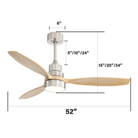 Low Profile 52 Inch Integrated Led Indoor Kit And Remote Control For Living Room Brushed Nickel Metal & Wood