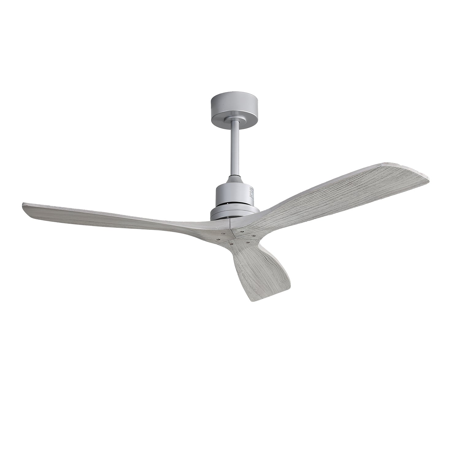 Indoor 52Inch Ceiling Fan With Remote Control Solid Wood Fan Blade Reversible Dc Motor For Bedroom Silver Metal & Wood